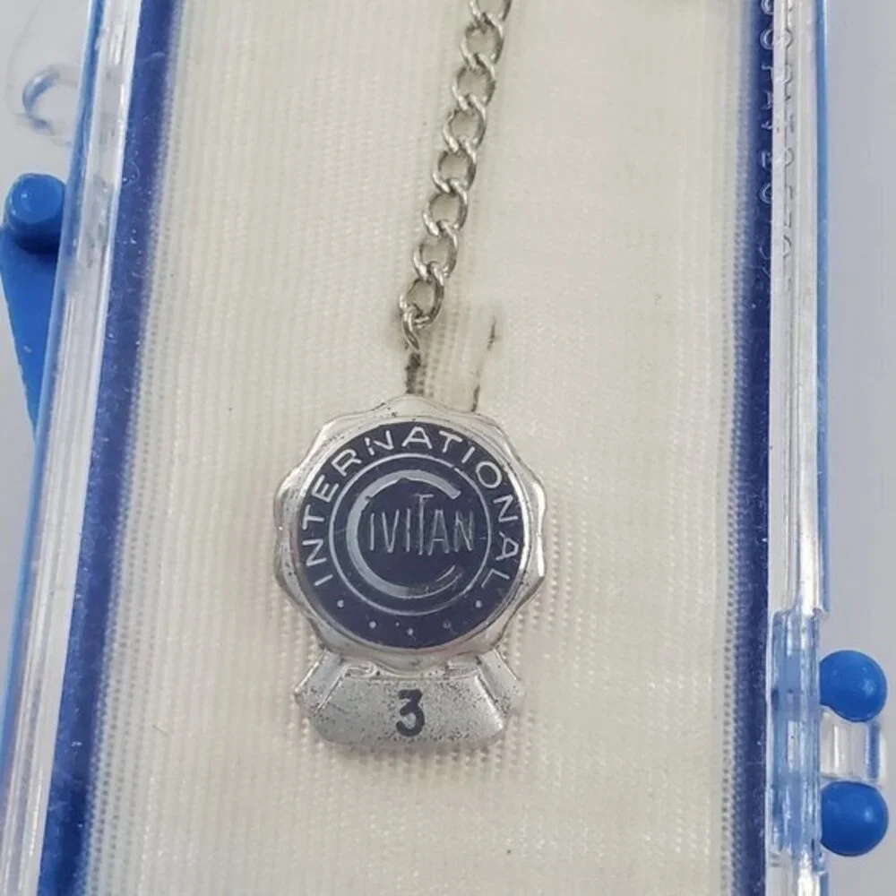 Civitan International 3‎ Tie Tack Chain Silver Tone
